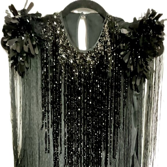 PRADA vintage black dress with the beaded necklace. Made in Italy. Size 6 - Picture 1 of 5